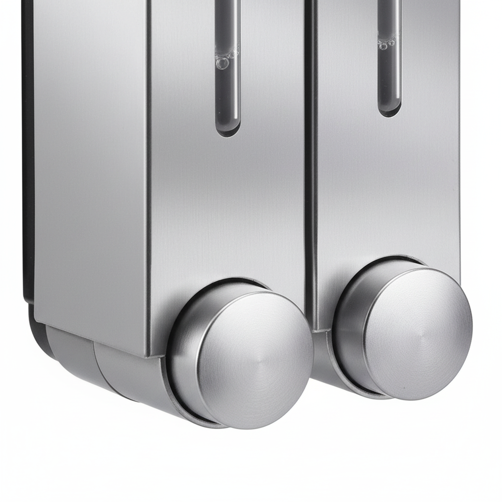 Close-Up of Silver Chrome Push-Pump Button and Sight Window
