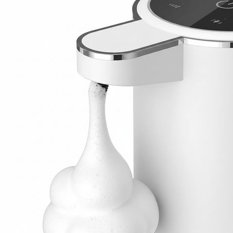 Foam Soap Dispenser Nozzle Dispensing Creamy Foam Close-Up