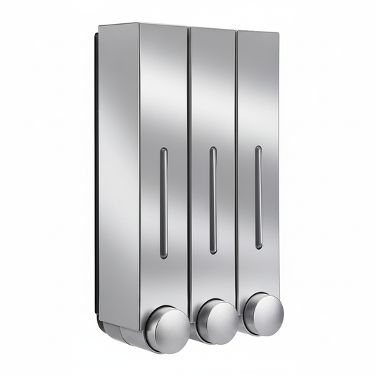 Triple Chrome Soap Dispenser – 45 Degree Angle View