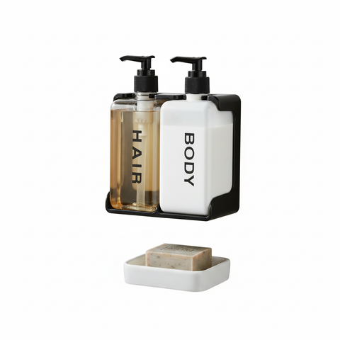 Wall Mounted Double Soap Dispenser – Pure White Background