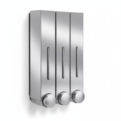 Wall-Mounted Triple Soap Dispenser – Front View White Background